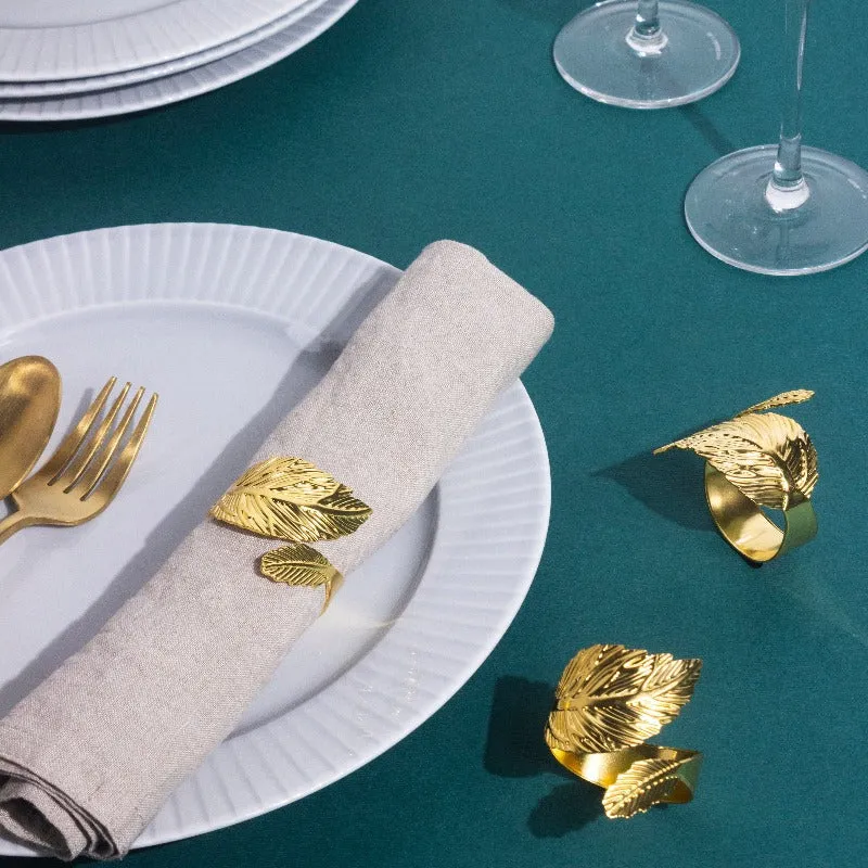 Leafy Details Gold Napkin Rings (Set of 6)