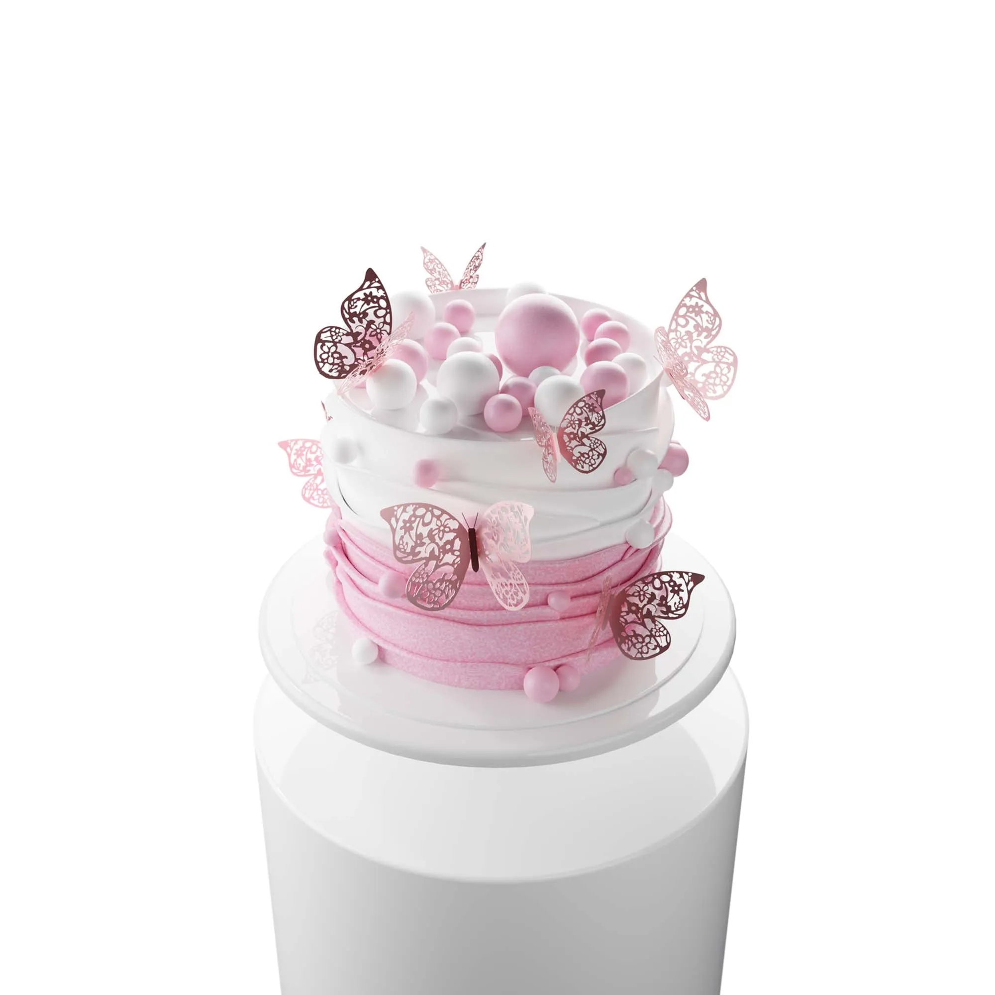 Light Pink 3D Butterfly Decorations, 12 Count