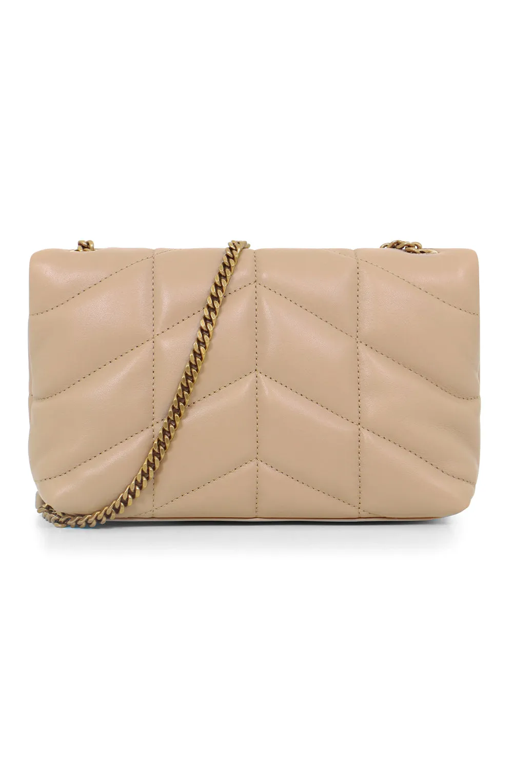 LOULOU MINI PUFFER BAG | DARK BEIGE/GOLD