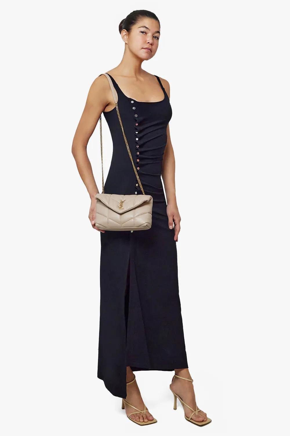 LOULOU MINI PUFFER BAG | DARK BEIGE/GOLD