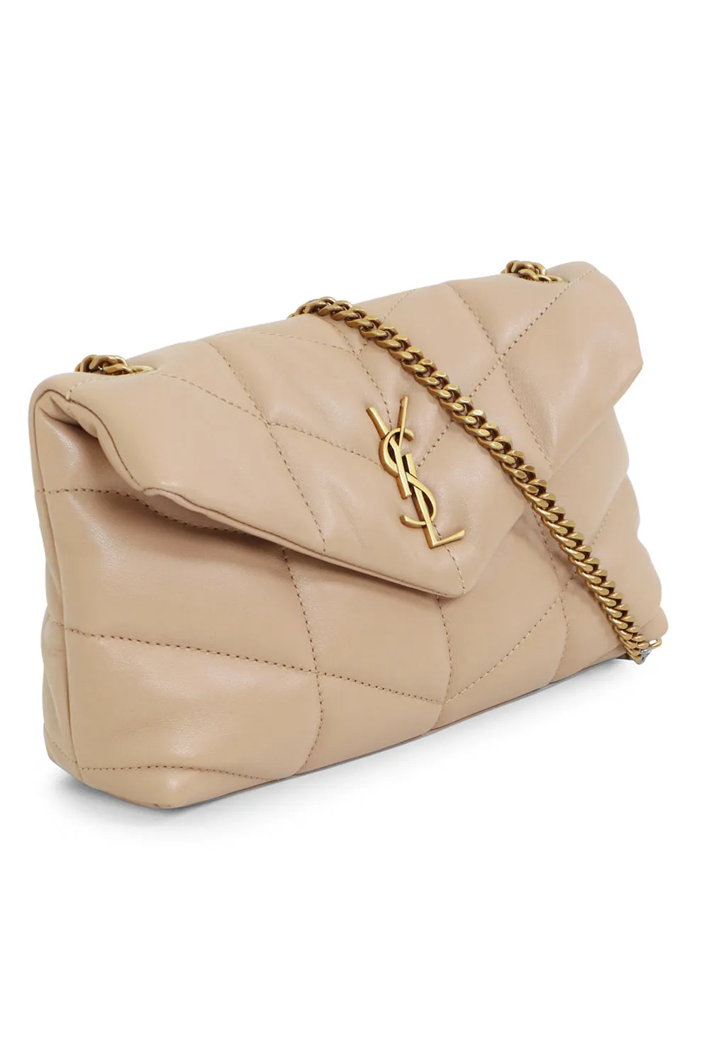 LOULOU MINI PUFFER BAG | DARK BEIGE/GOLD