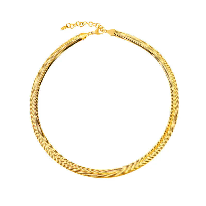 Luxurious European Style Titanium Steel Snake Bone Chain Necklace