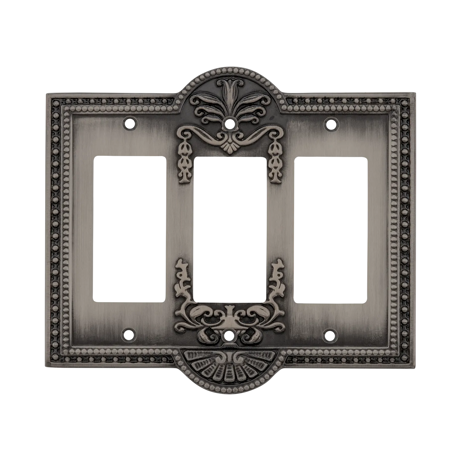 Meadows Switch Plate with Triple Rocker in Antique Pewter