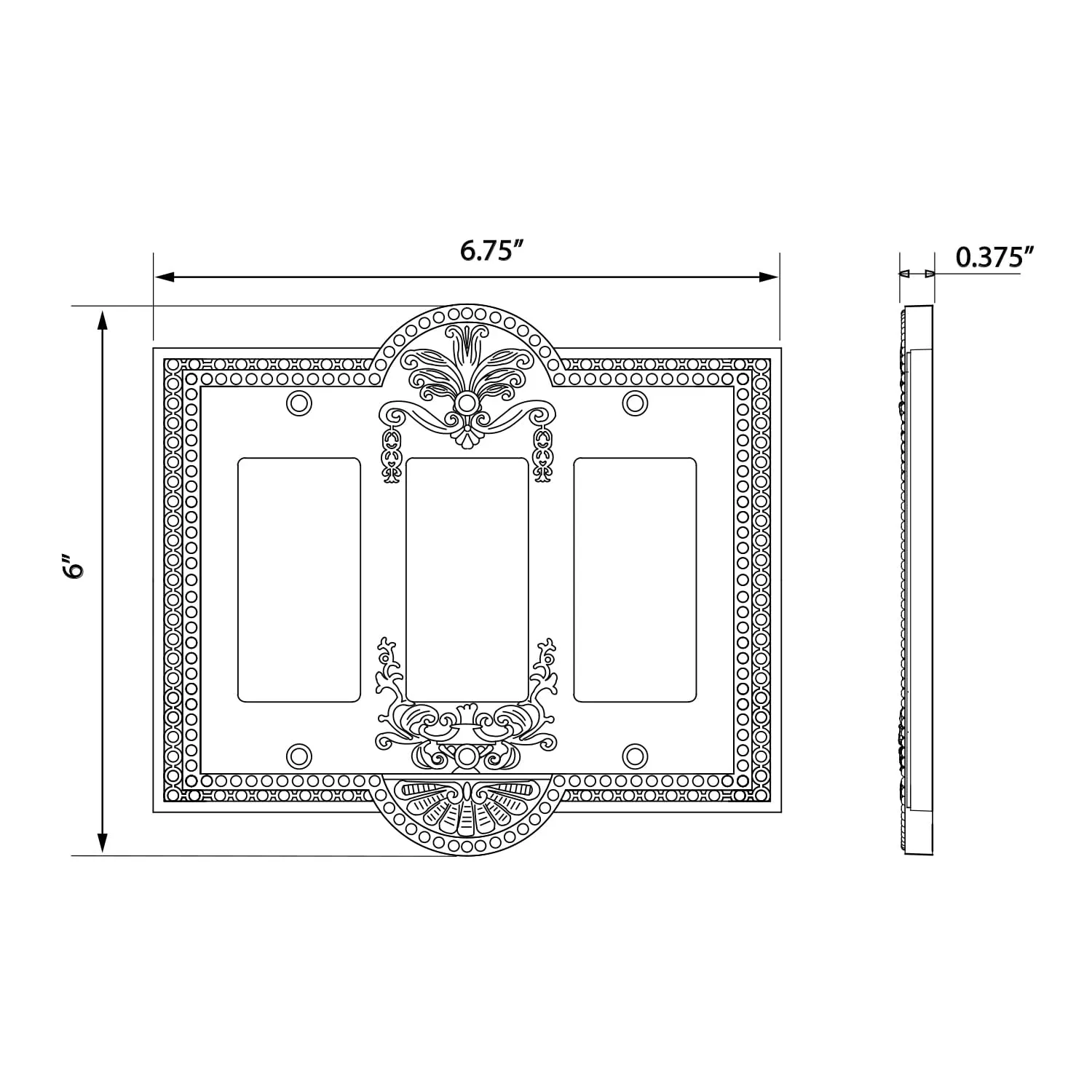 Meadows Switch Plate with Triple Rocker in Antique Pewter