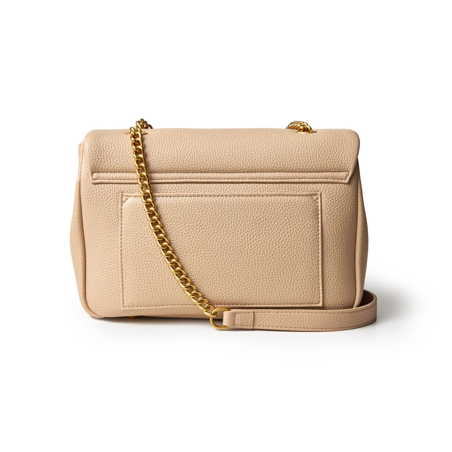 MEDIUM PEBBLE FLAP BAG - NUDE