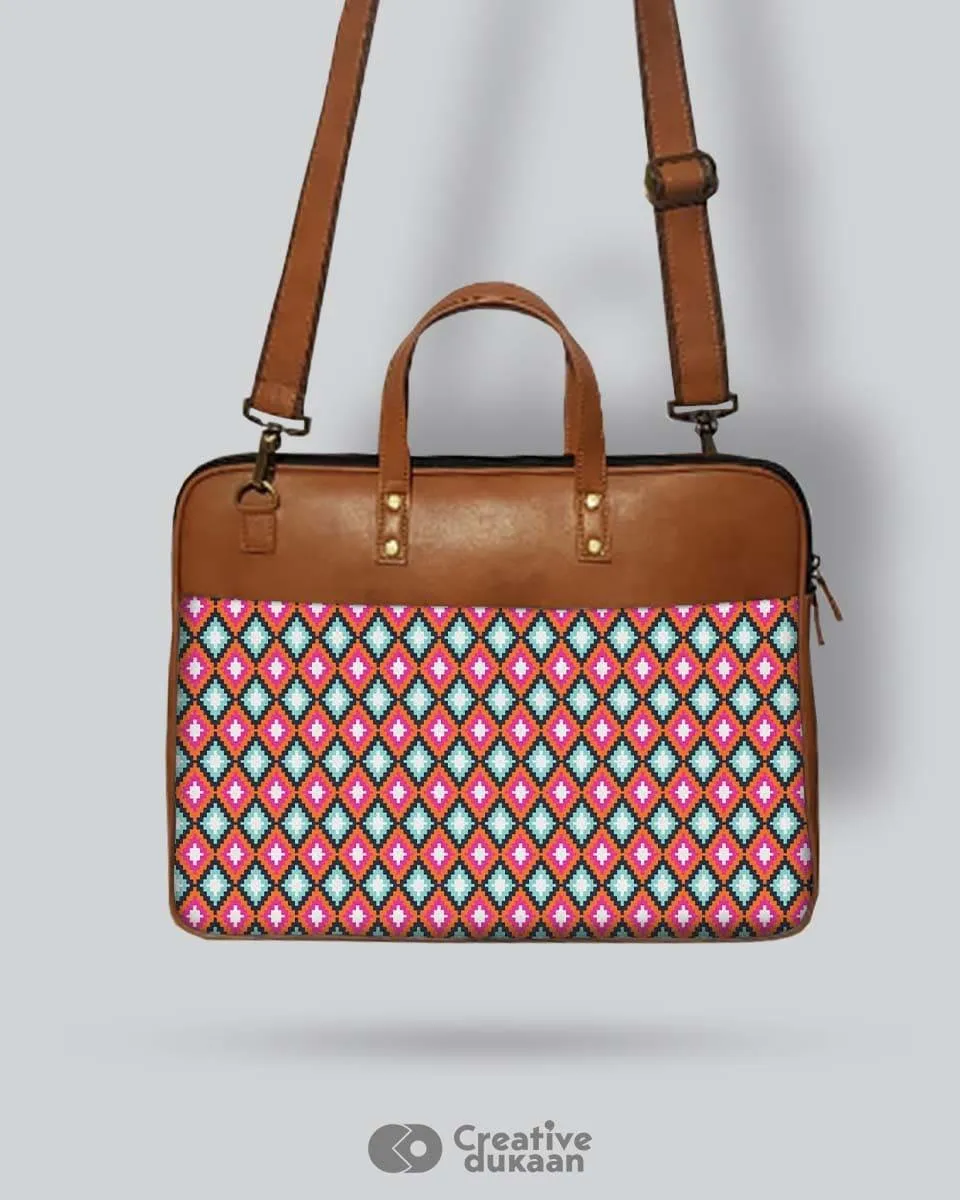 Multicolour Geometry - The Vegan Leather Laptop Bag