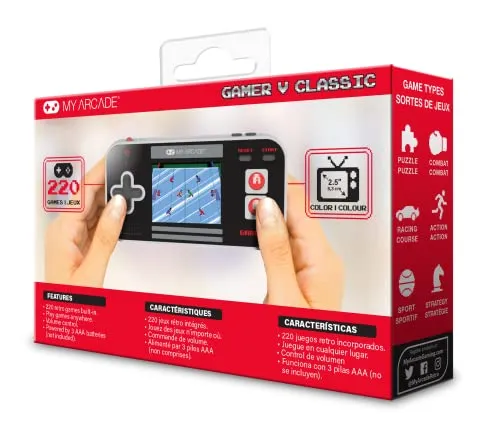 My Arcade Gamer V Classic-Red: Portable Gaming System with 220 Games, 2.5" Color Display, Pocket Size (DGUN-3911),Black