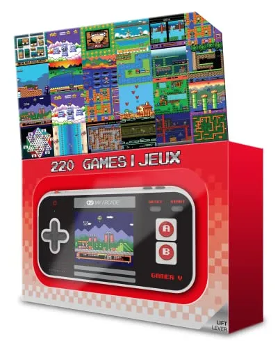 My Arcade Gamer V Classic-Red: Portable Gaming System with 220 Games, 2.5" Color Display, Pocket Size (DGUN-3911),Black