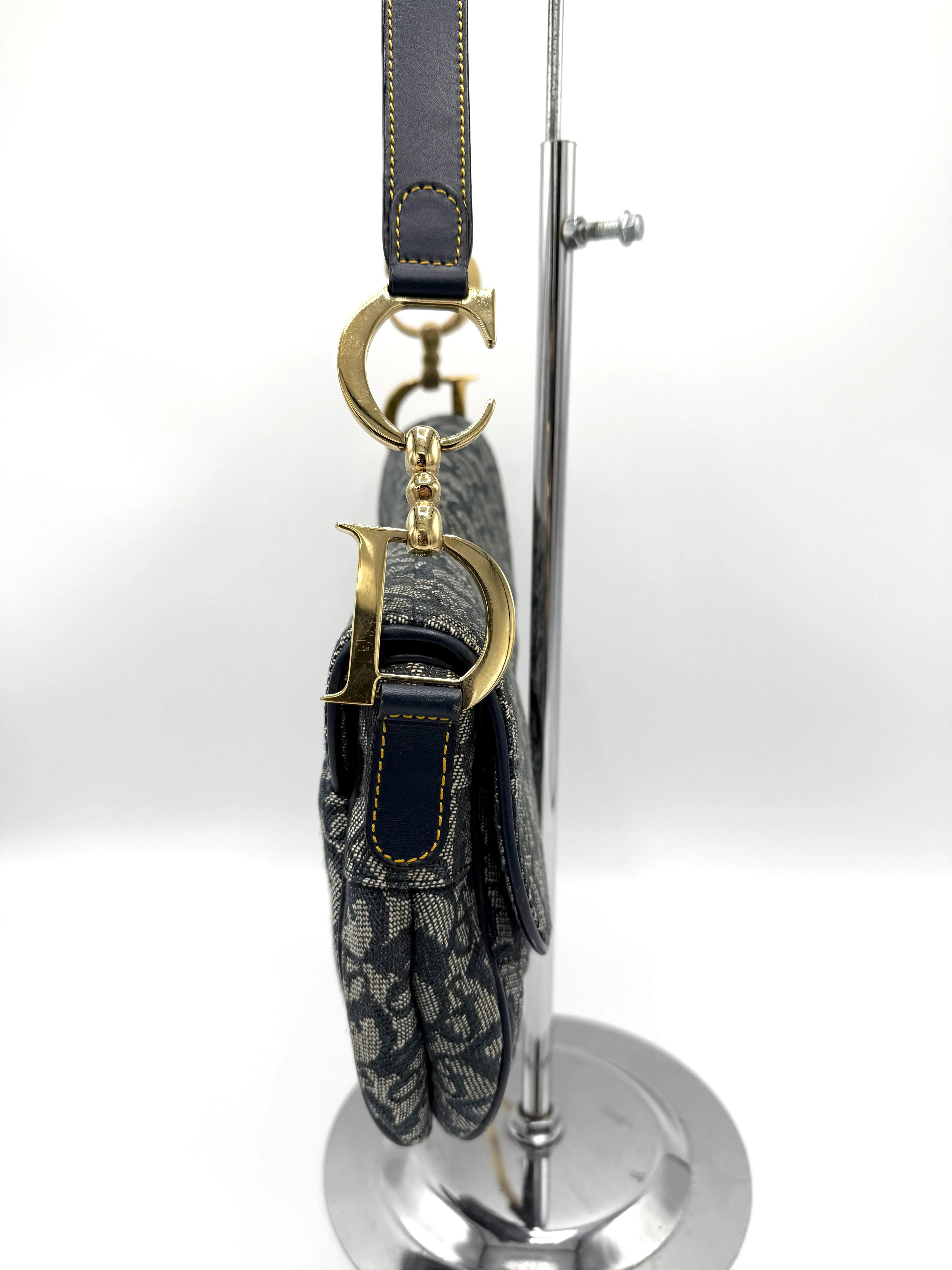 Navy Blue Trotter GHW Medium Saddle Bag