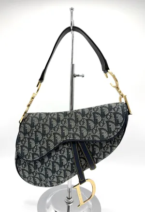Navy Blue Trotter GHW Medium Saddle Bag
