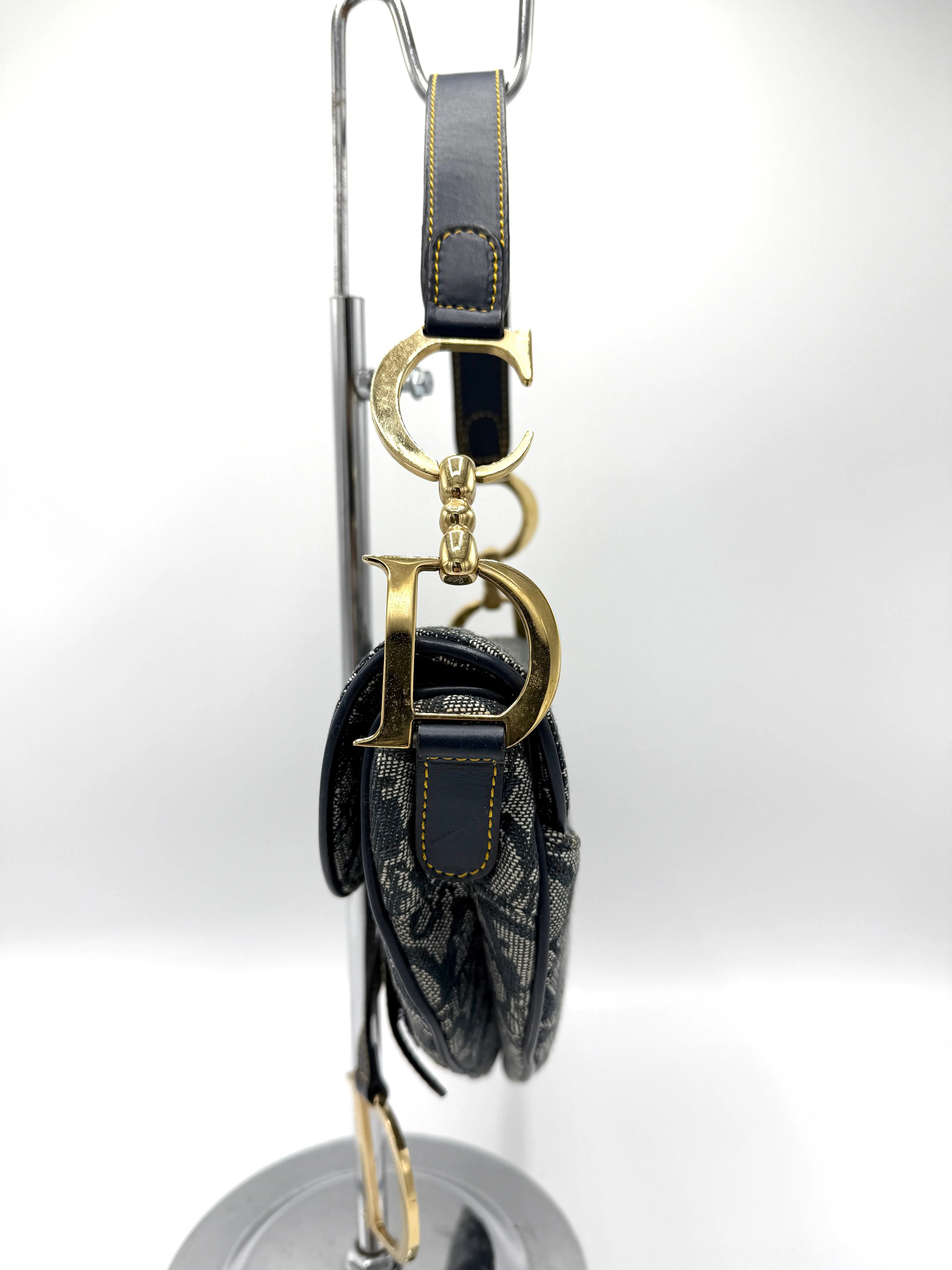 Navy Blue Trotter GHW Medium Saddle Bag