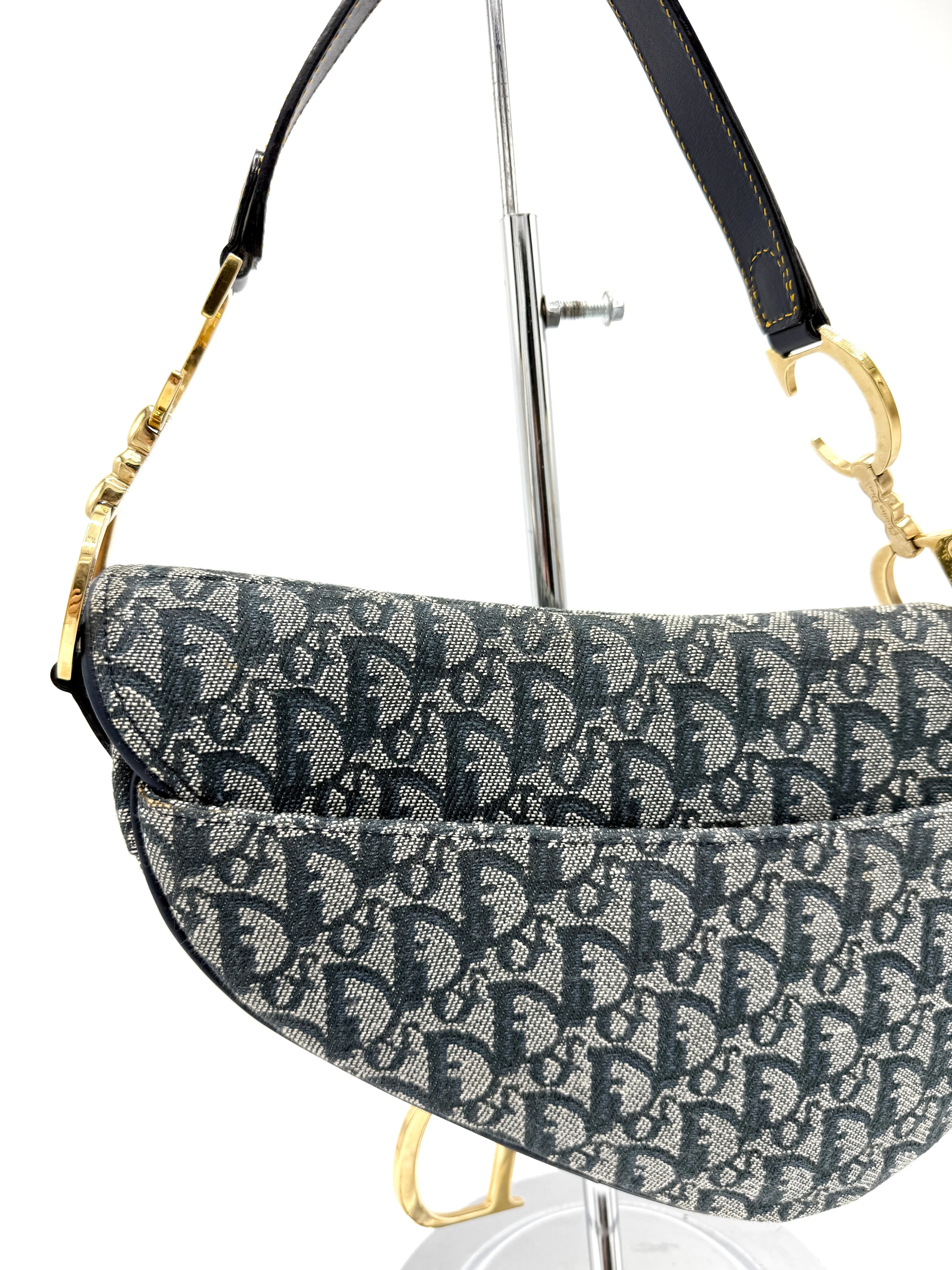 Navy Blue Trotter GHW Medium Saddle Bag