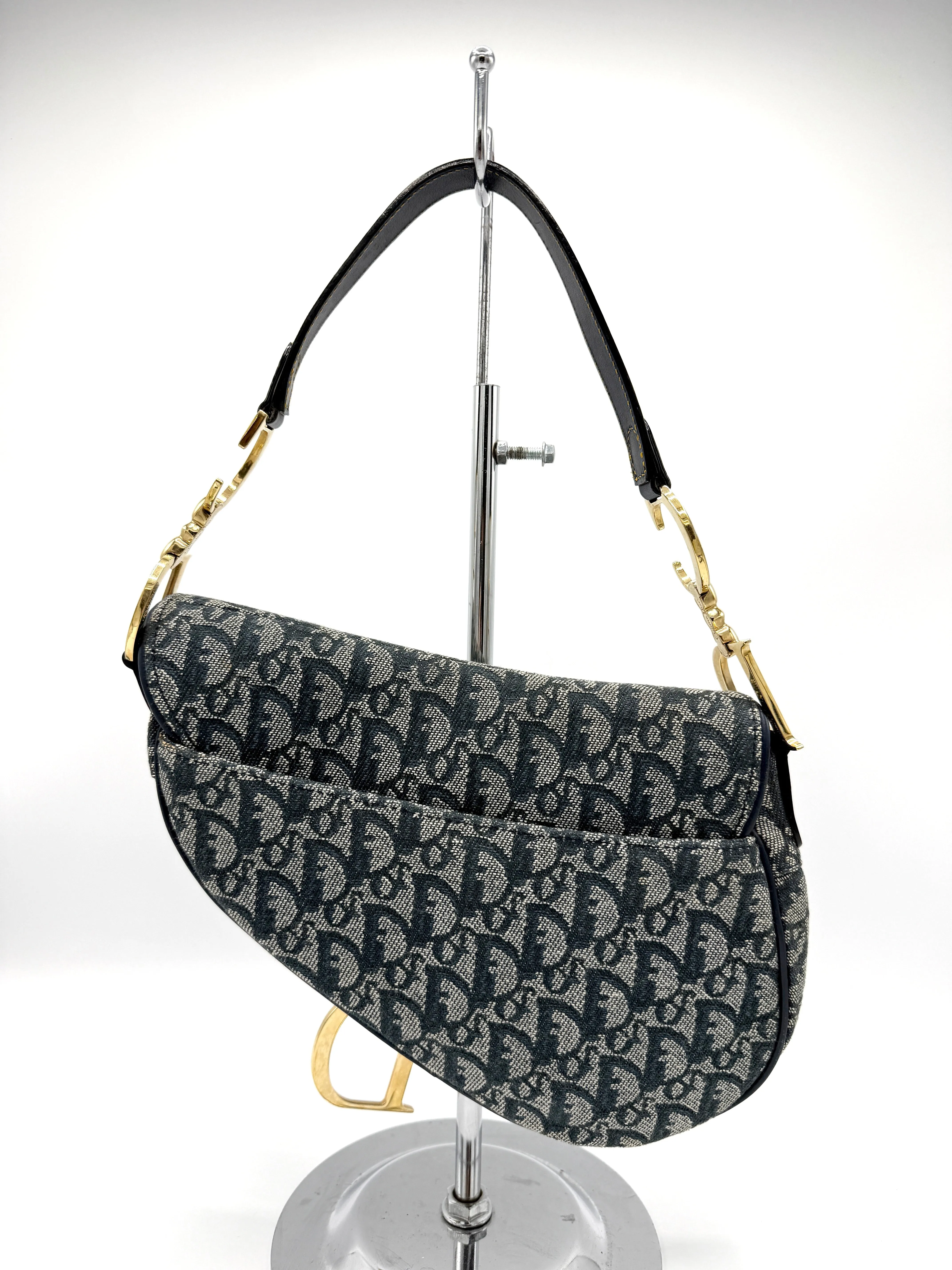 Navy Blue Trotter GHW Medium Saddle Bag