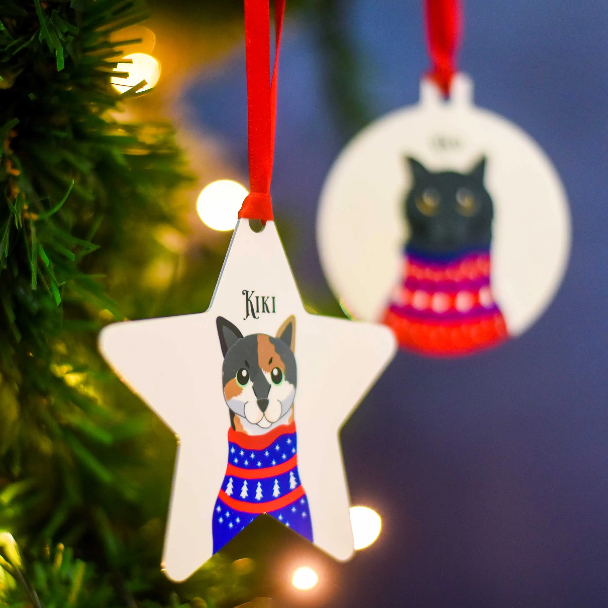 Personalised Cat Chirstmas Jumper Tree Decoration