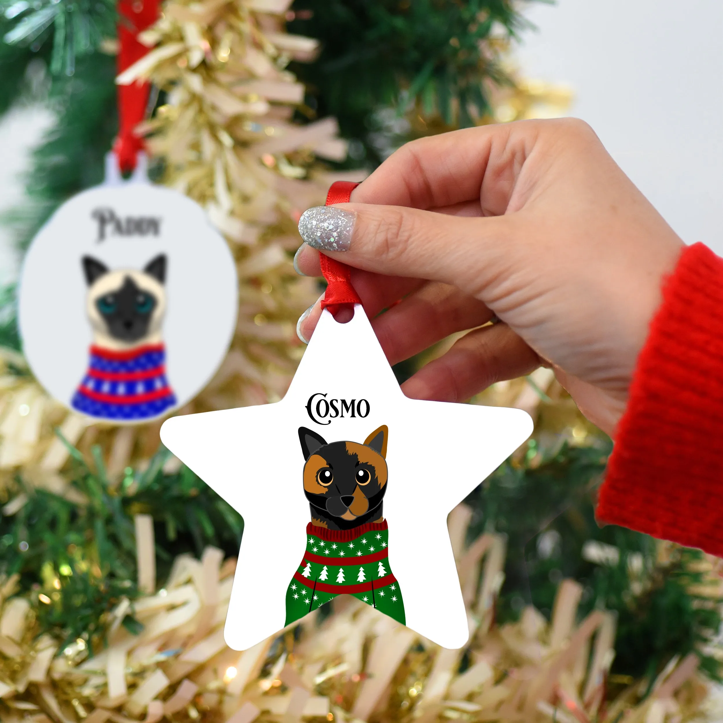 Personalised Cat Chirstmas Jumper Tree Decoration