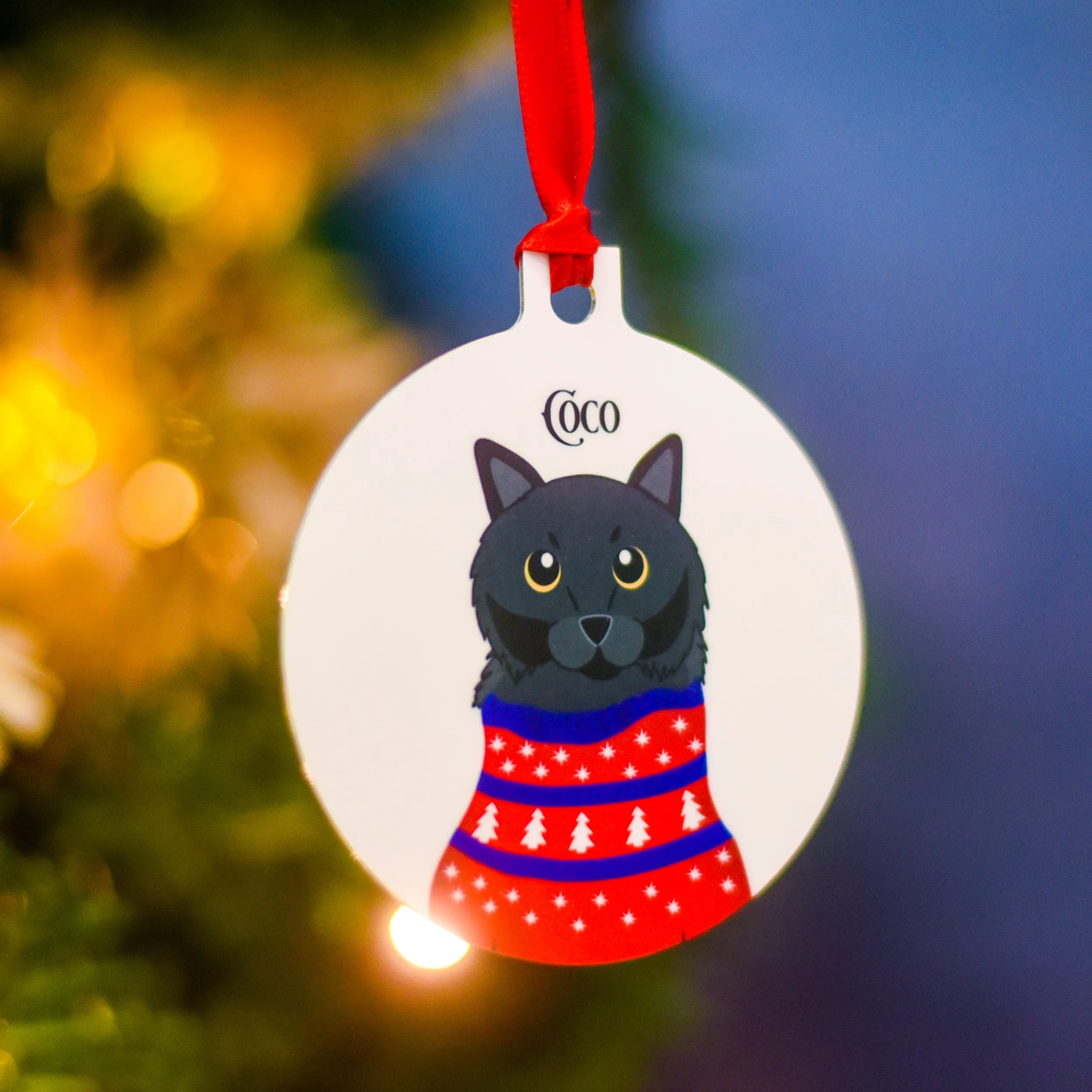 Personalised Cat Chirstmas Jumper Tree Decoration