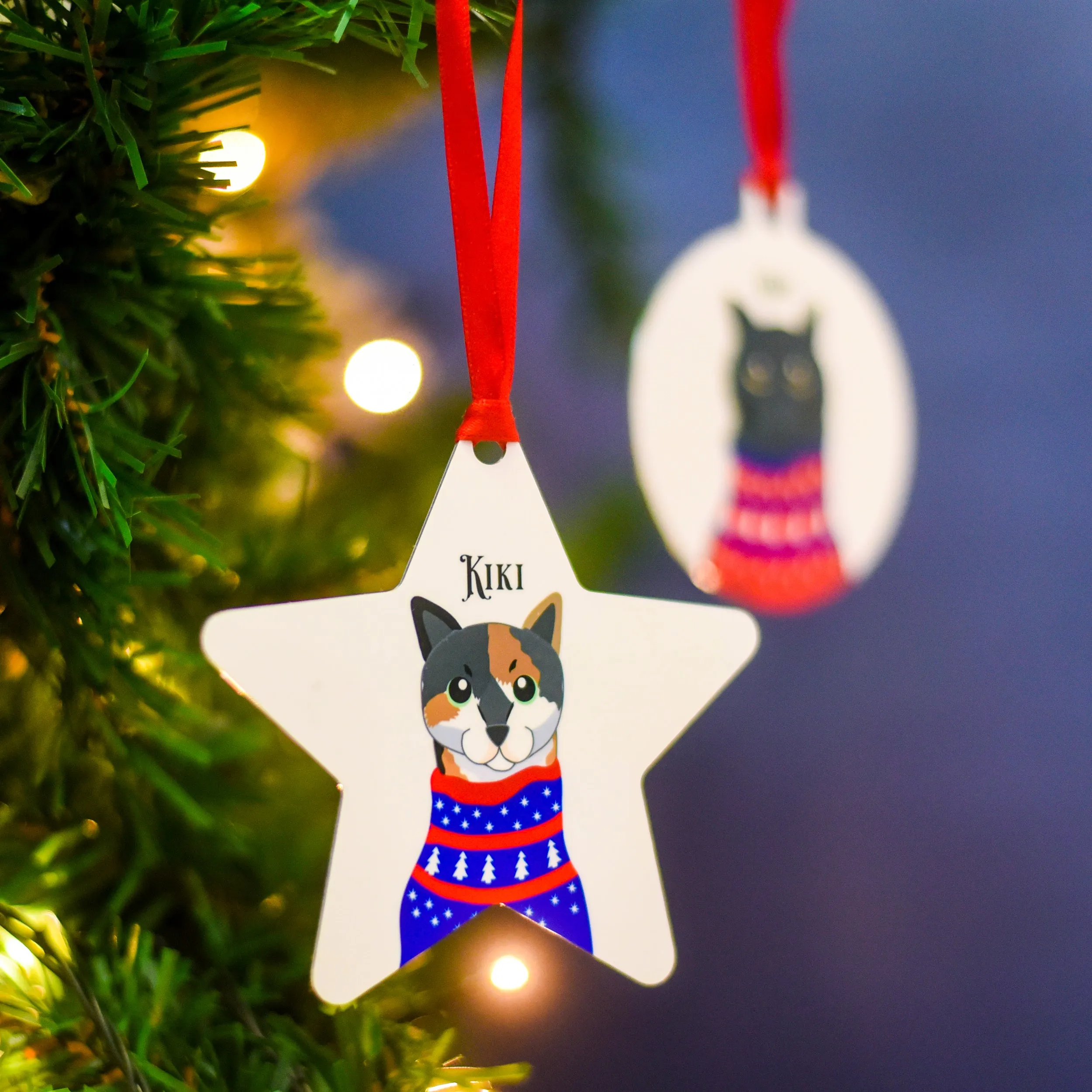 Personalised Cat Chirstmas Jumper Tree Decoration