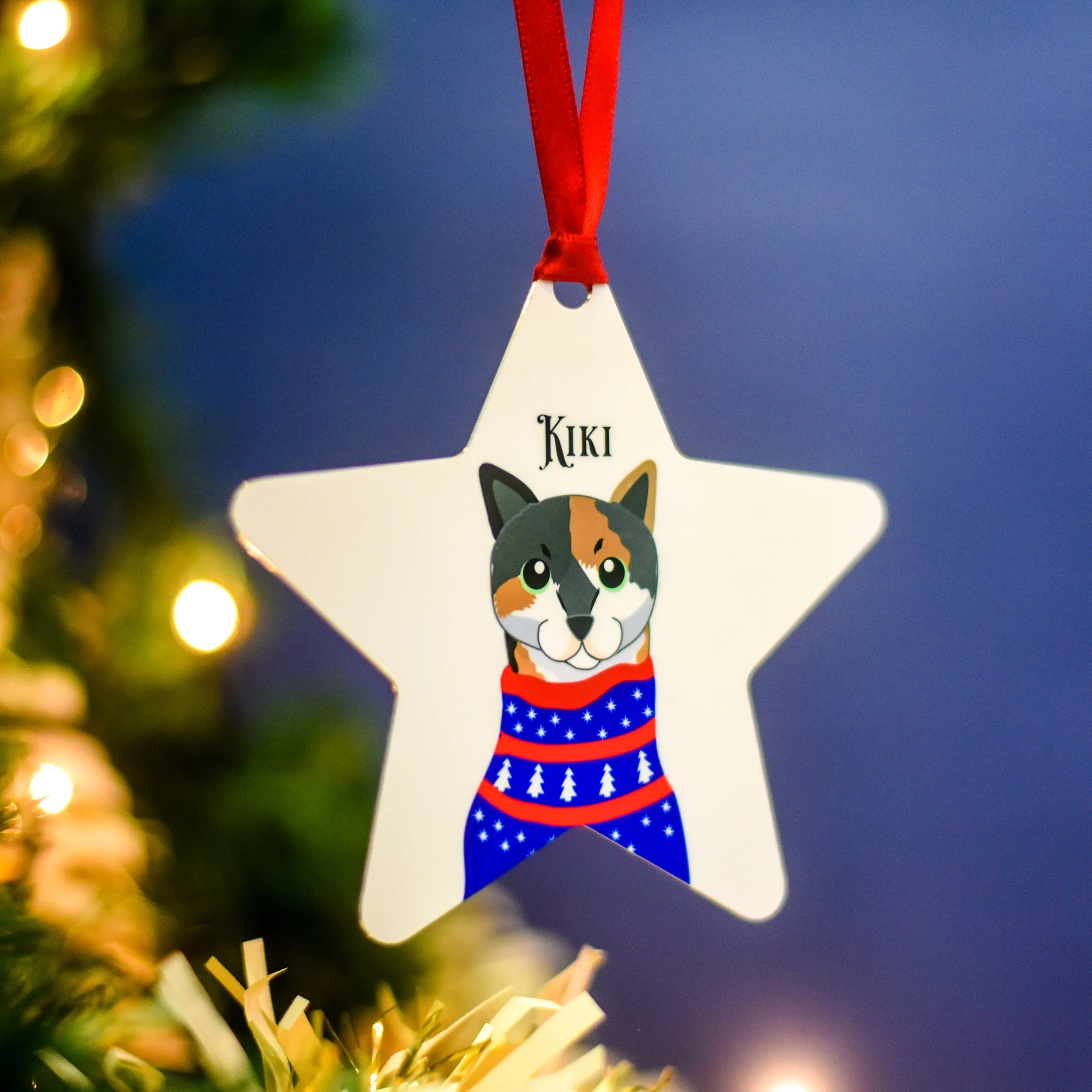 Personalised Cat Chirstmas Jumper Tree Decoration