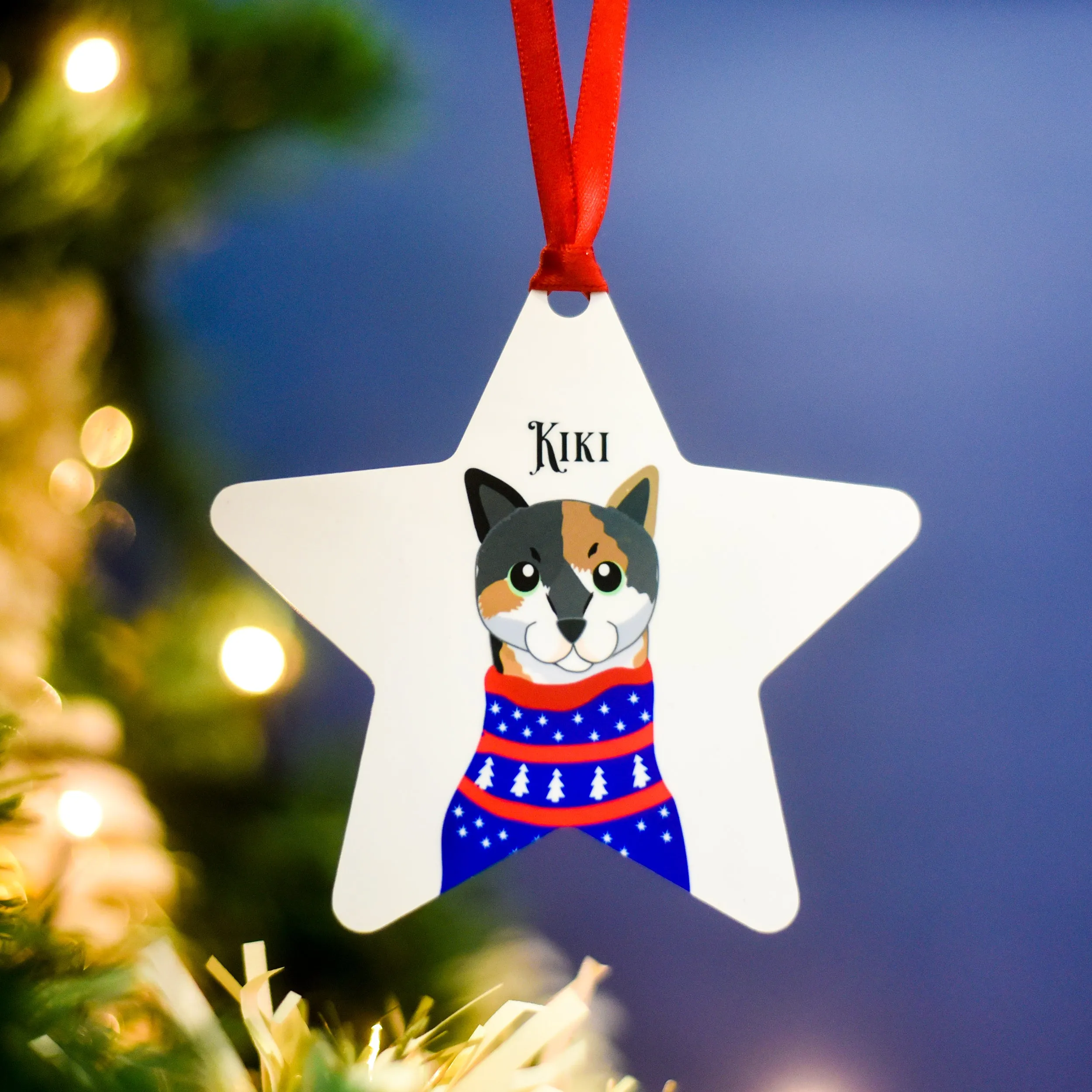 Personalised Cat Chirstmas Jumper Tree Decoration