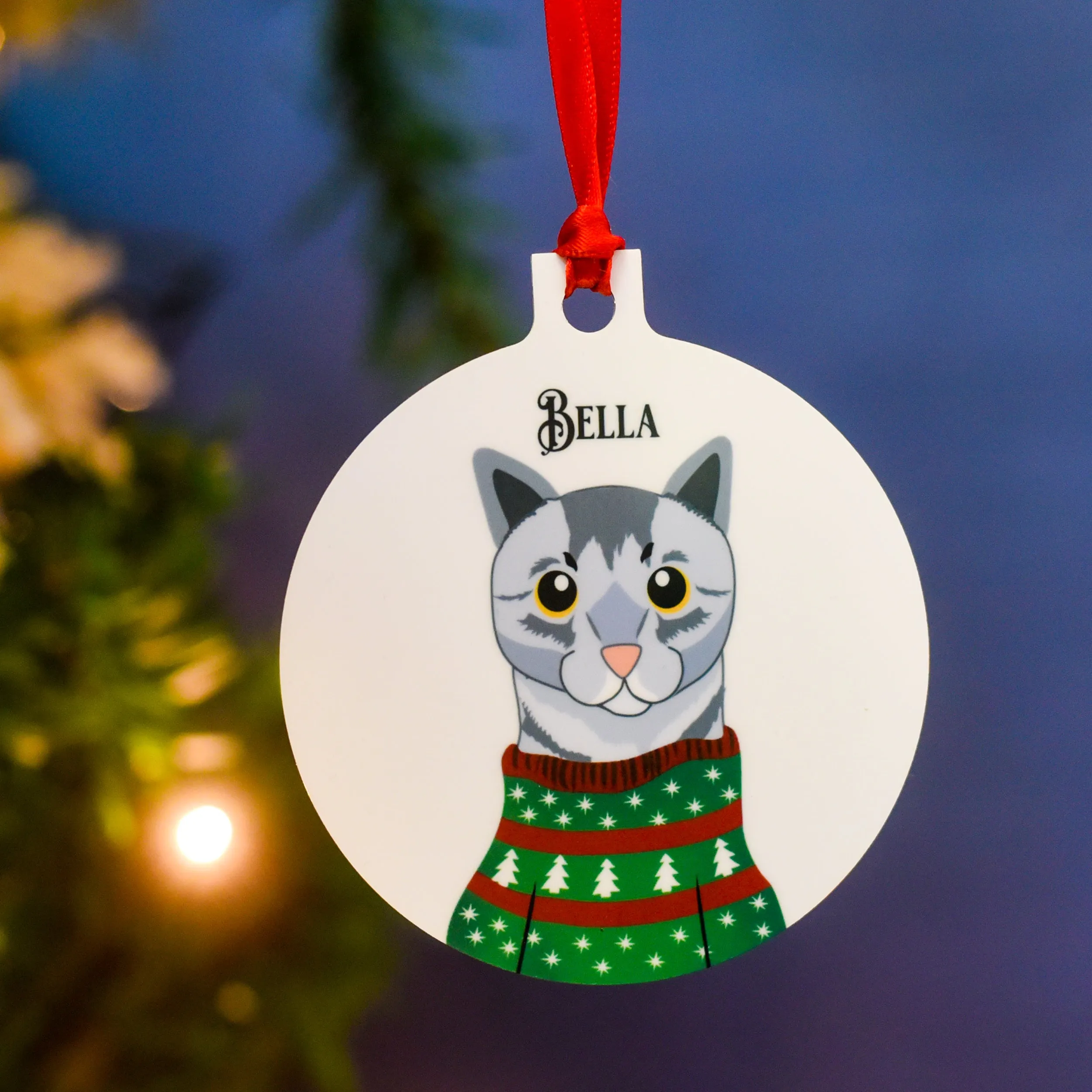 Personalised Cat Chirstmas Jumper Tree Decoration