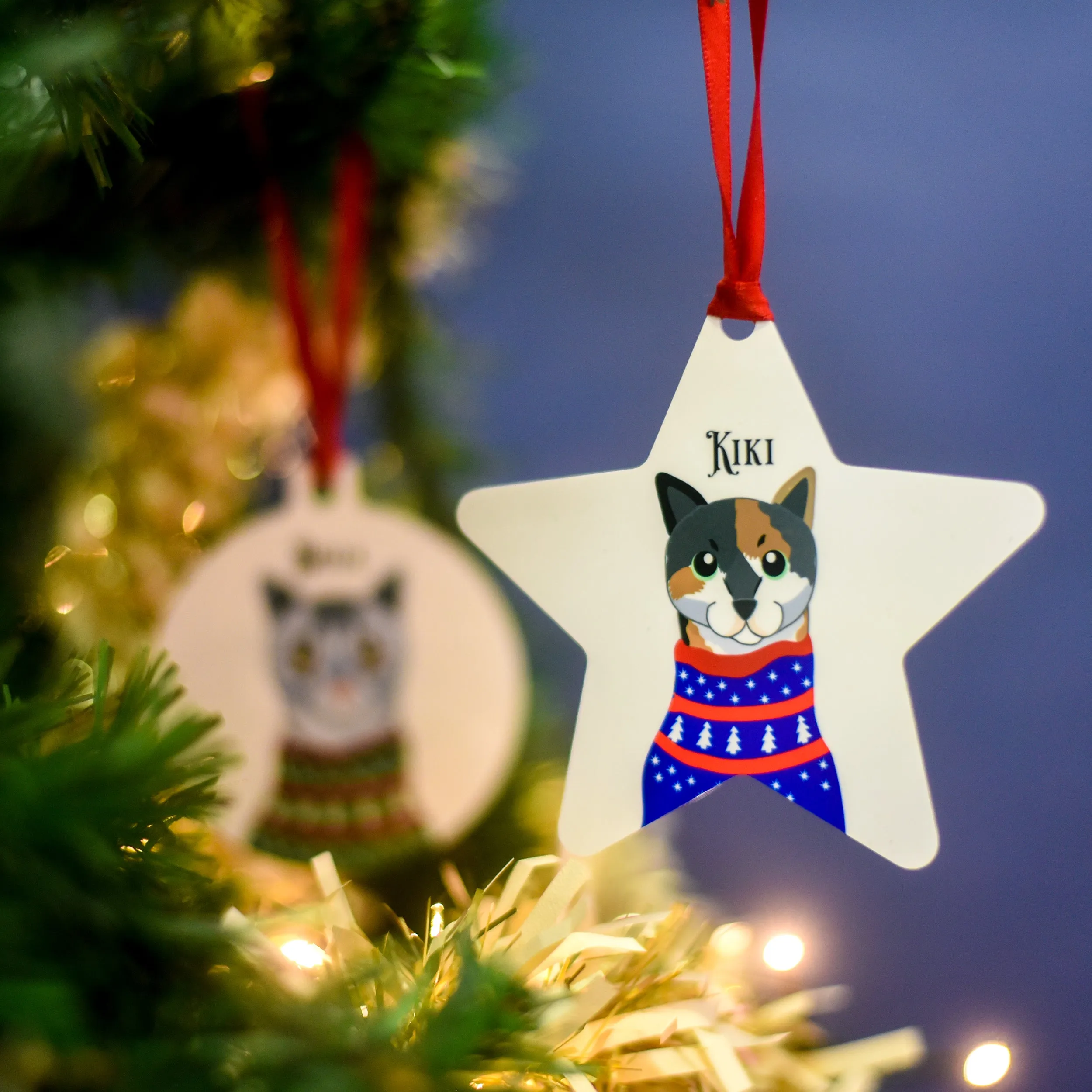 Personalised Cat Chirstmas Jumper Tree Decoration