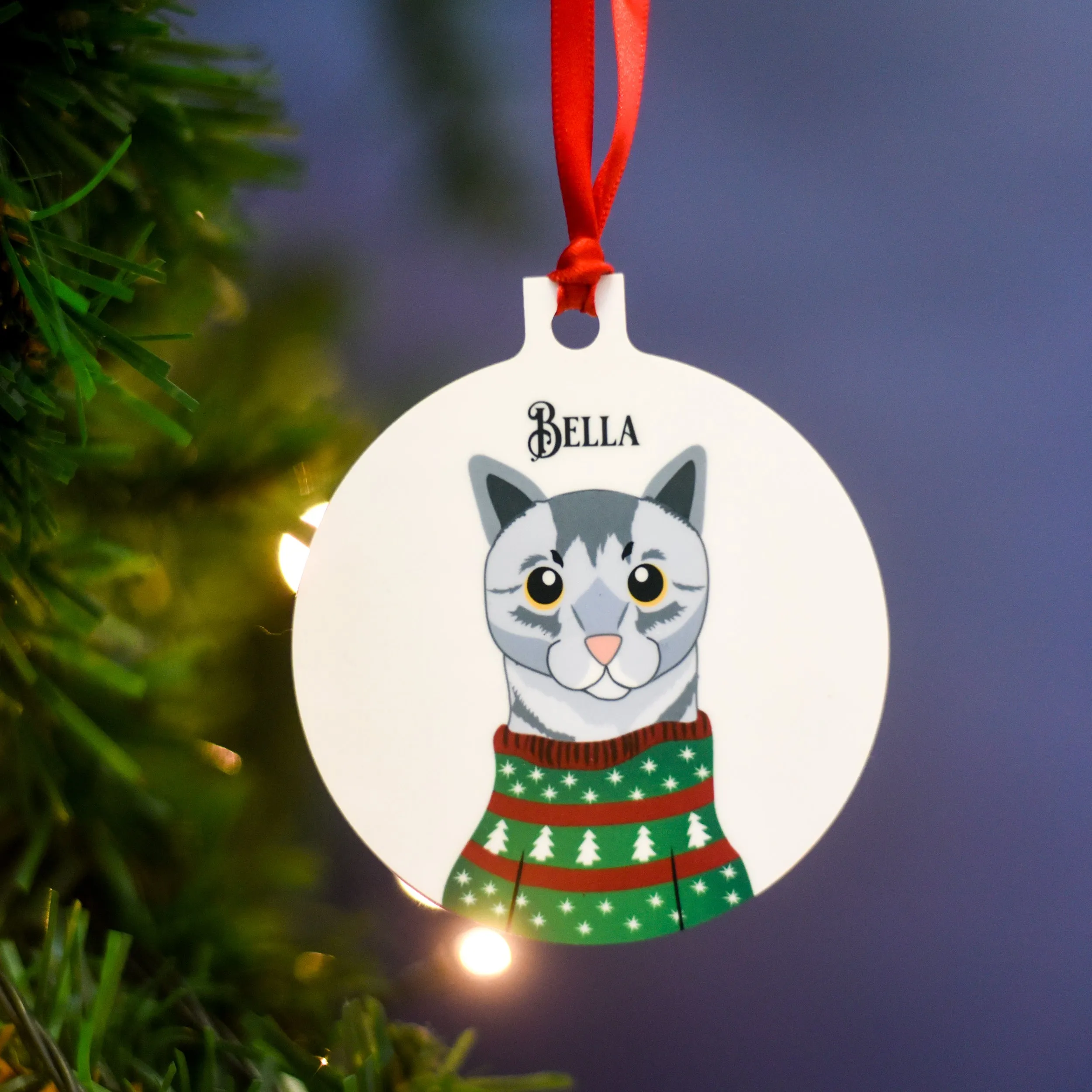 Personalised Cat Chirstmas Jumper Tree Decoration