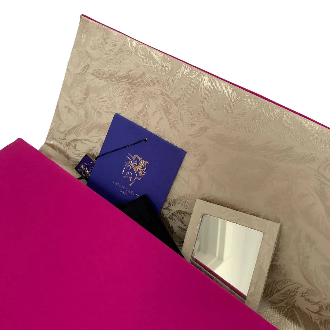 Philip Treacy Elegant and Classic Large Pink Flap Silk Clutch Bag