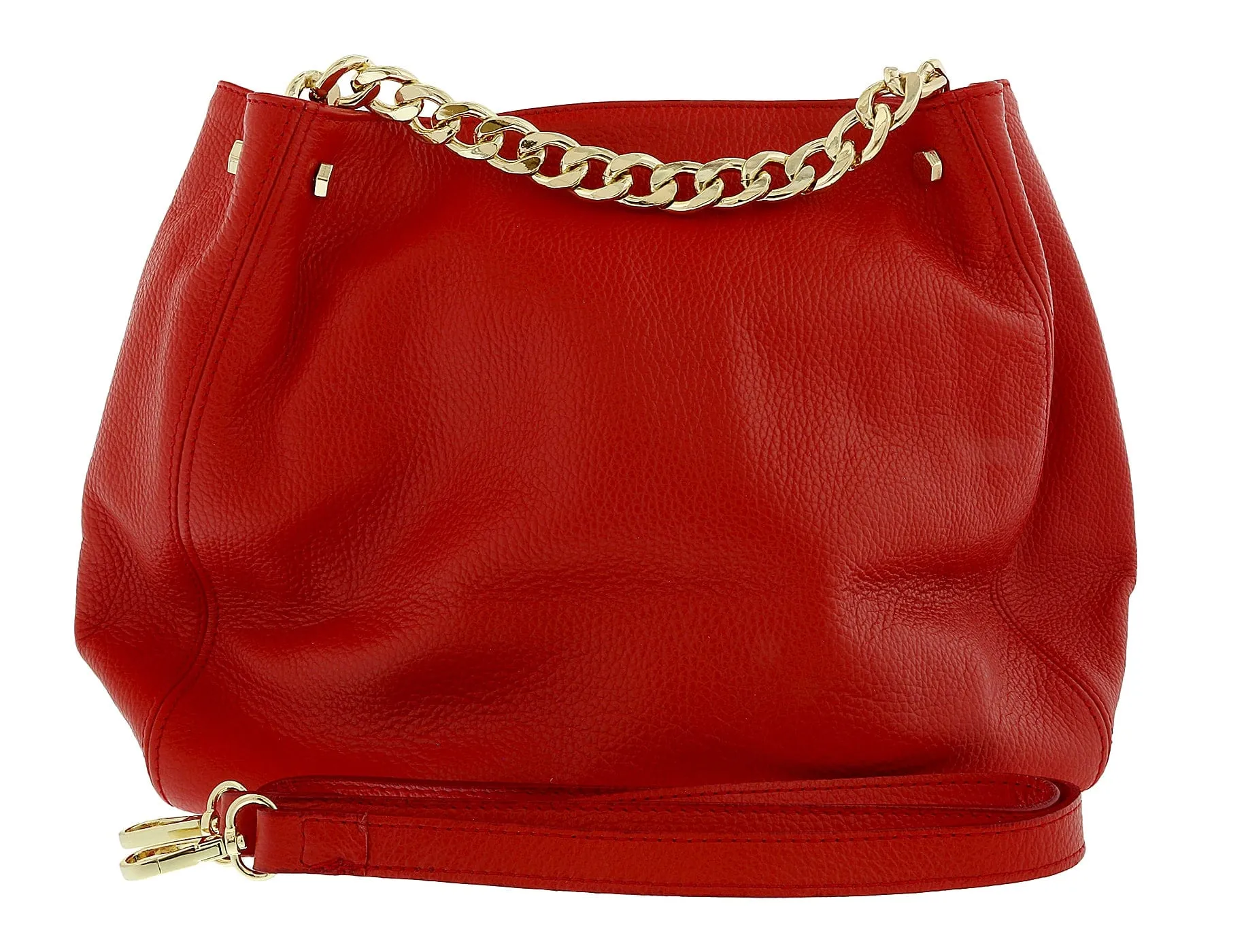Pierre Cardin Red Leather Relaxed Bucket Bag