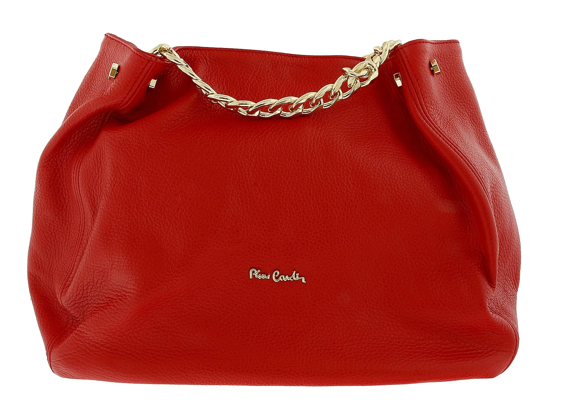 Pierre Cardin Red Leather Relaxed Bucket Bag