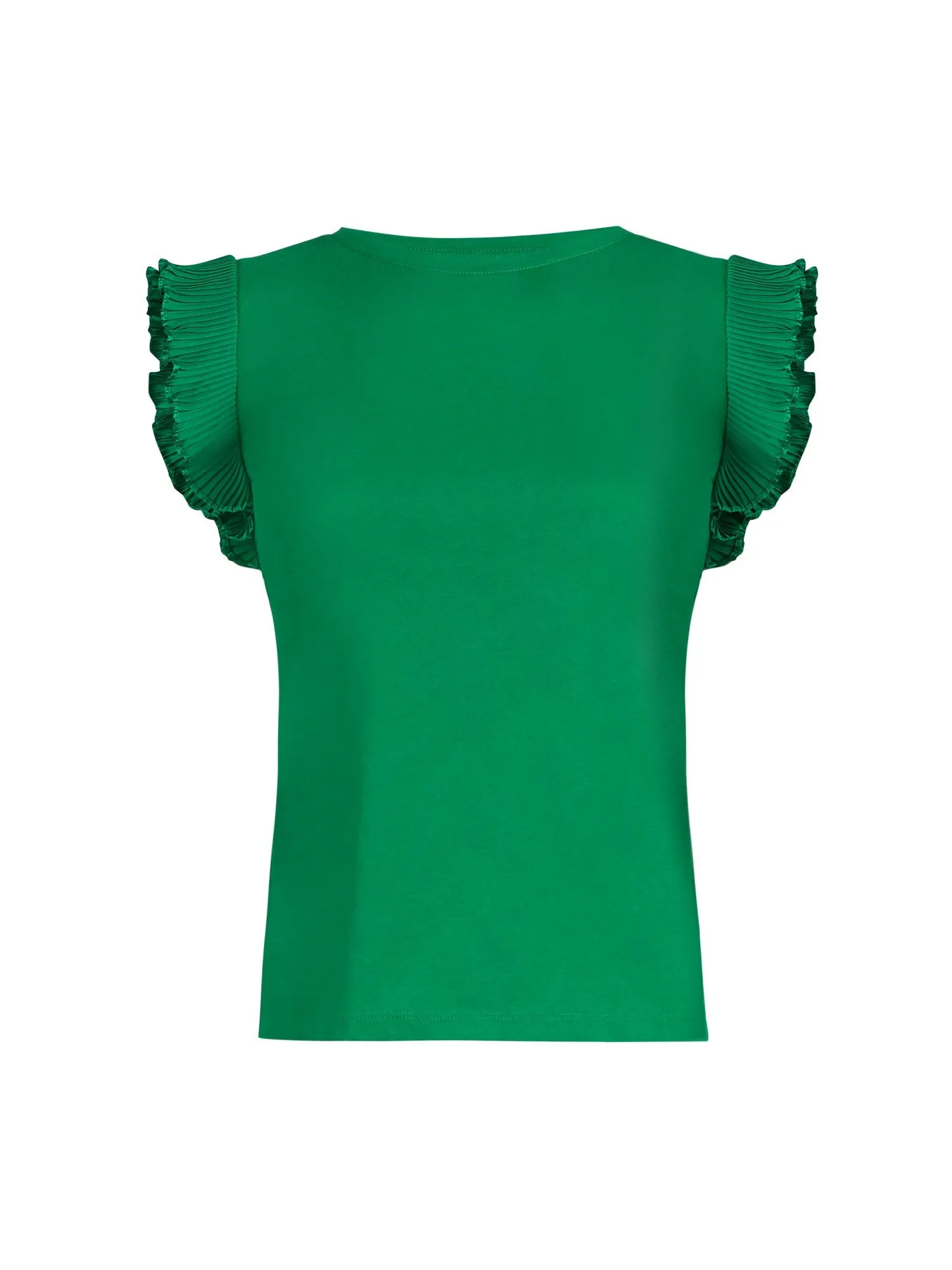 Pleated Ruffle-Sleeve Top