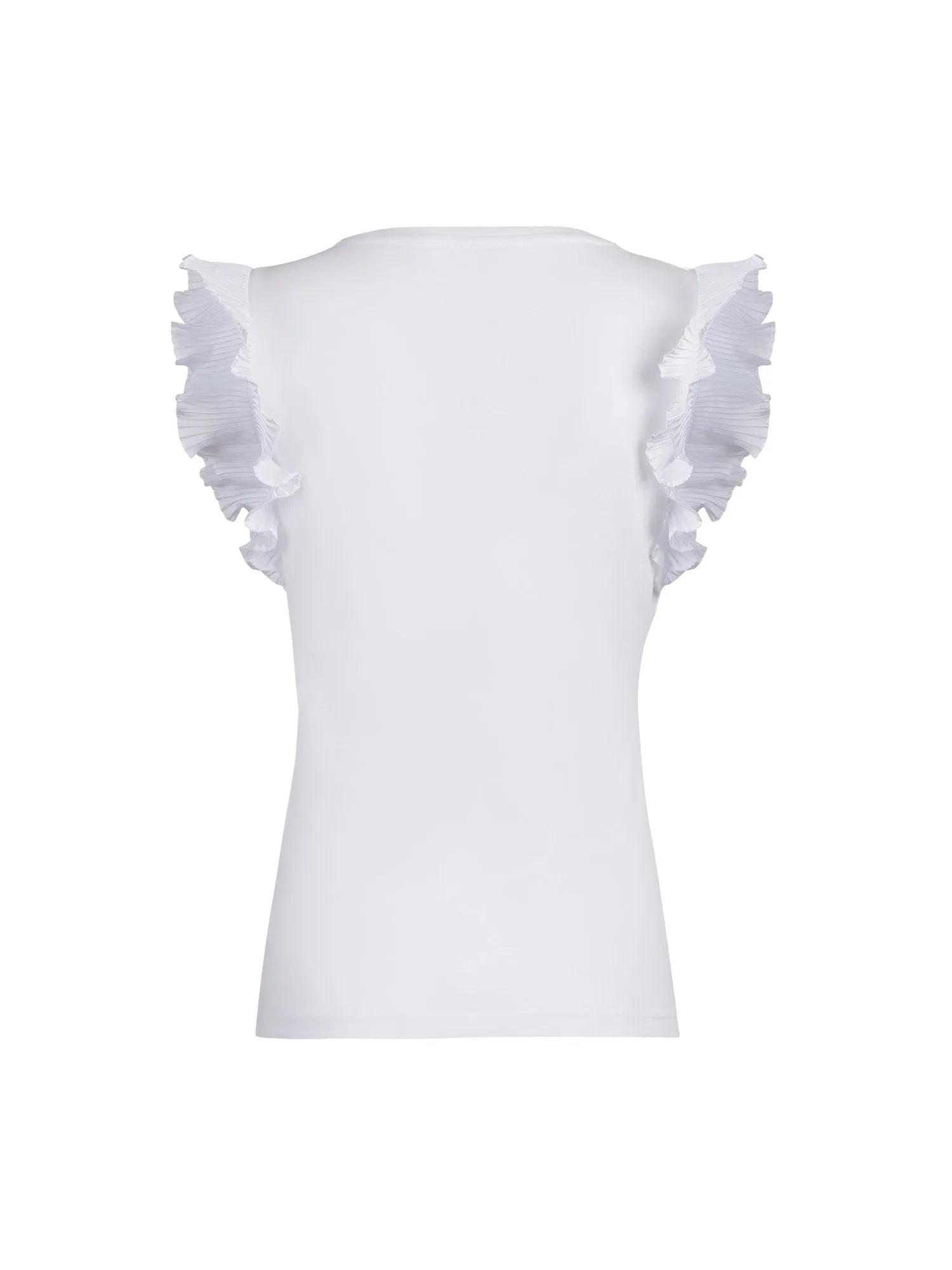 Pleated Ruffle-Sleeve Top