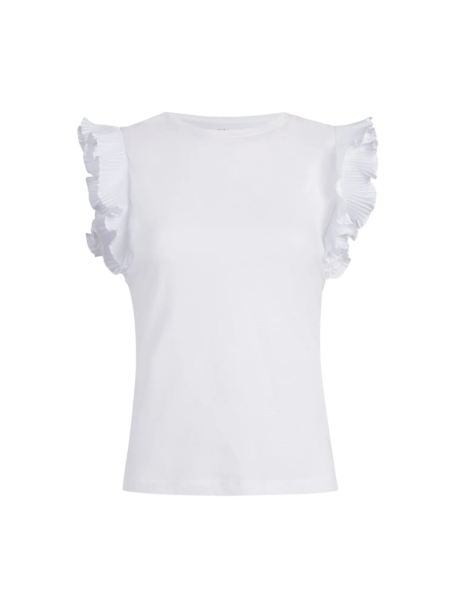 Pleated Ruffle-Sleeve Top