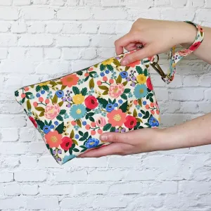 Pretty Cream Floral Sock Project bag made from Rifle Paper Co's Antique Garden