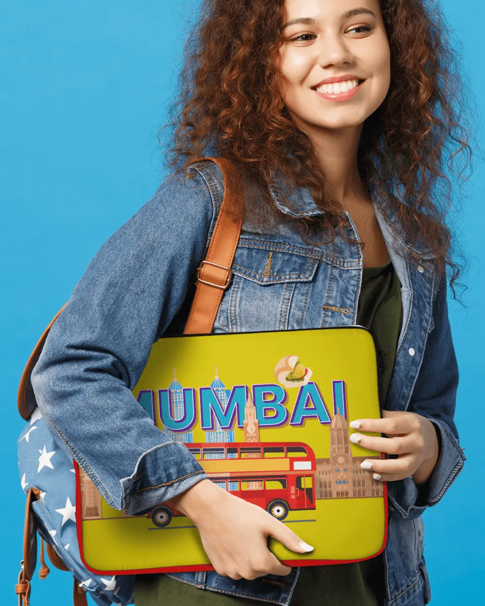 Quirky and Cool Yellow Laptop Sleeves with Tagline " Mumbai "