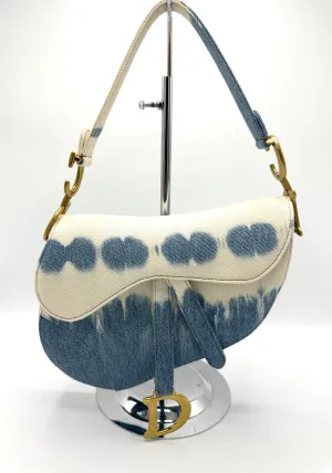 Rare Tye Die Denim Medium Saddle Bag w/Strap