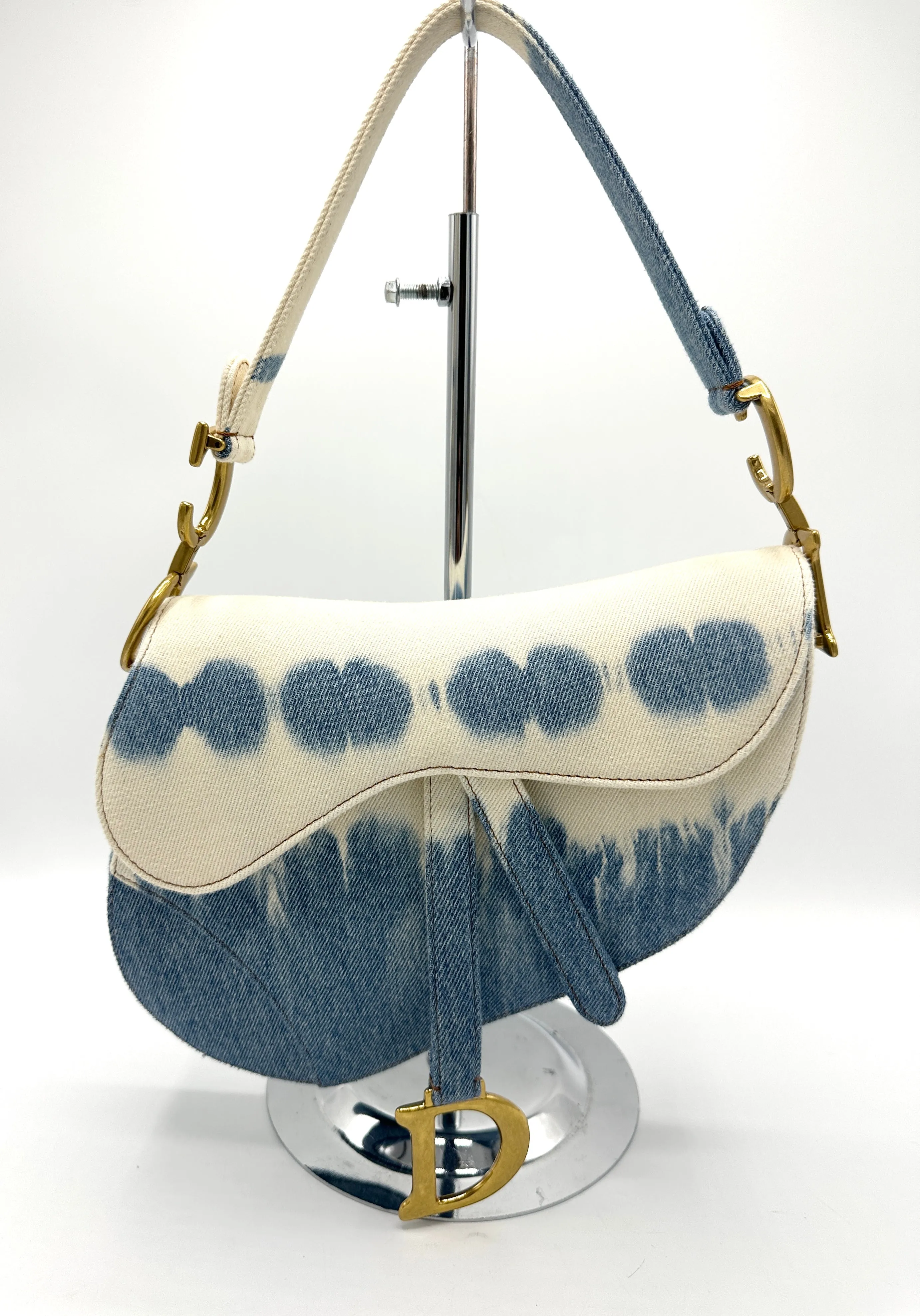 Rare Tye Die Denim Medium Saddle Bag w/Strap