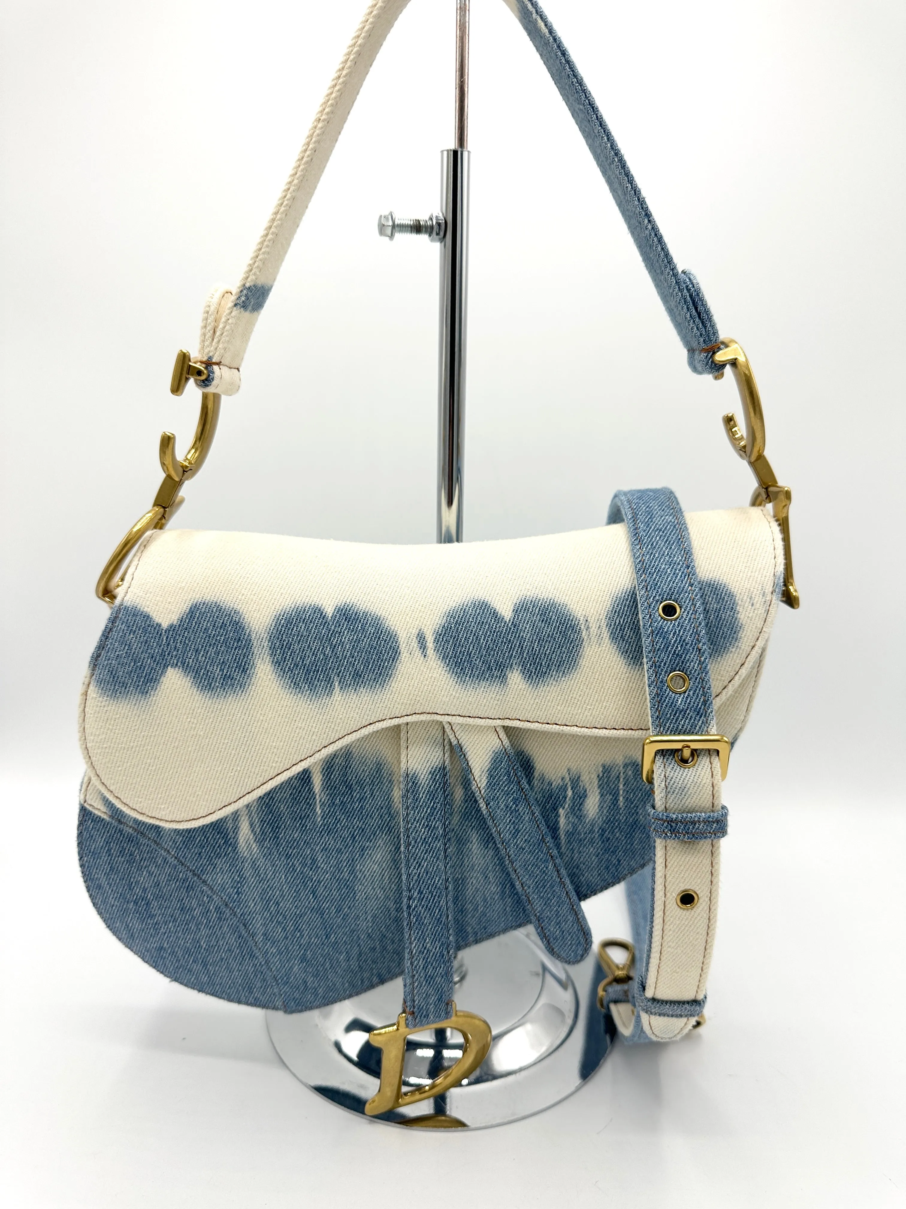 Rare Tye Die Denim Medium Saddle Bag w/Strap