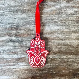 Red Hamsa Wooden Decoration