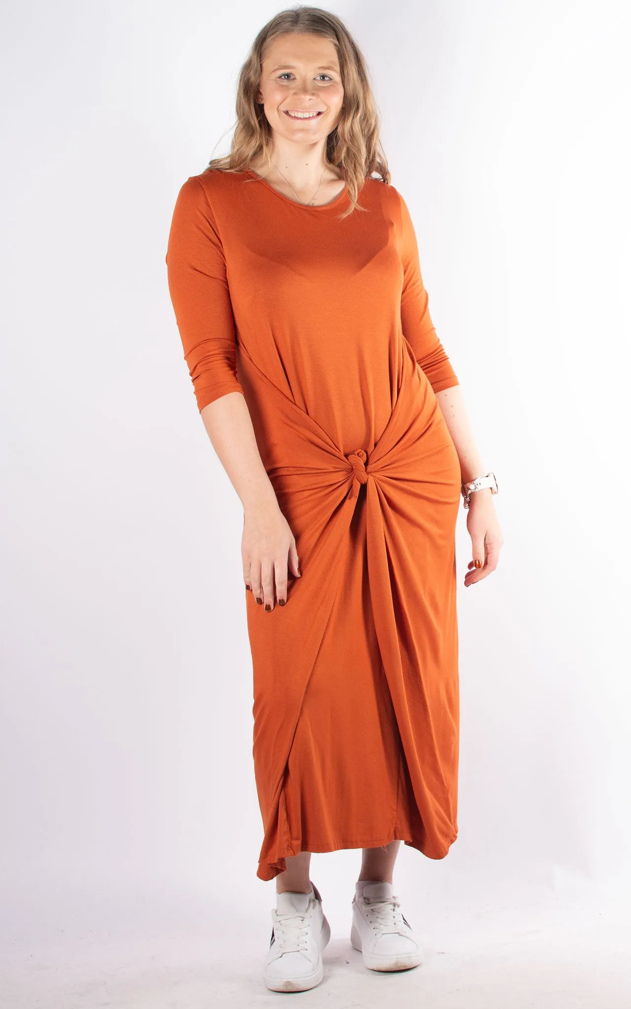 Rose Cocoon Dress | Burnt Orange