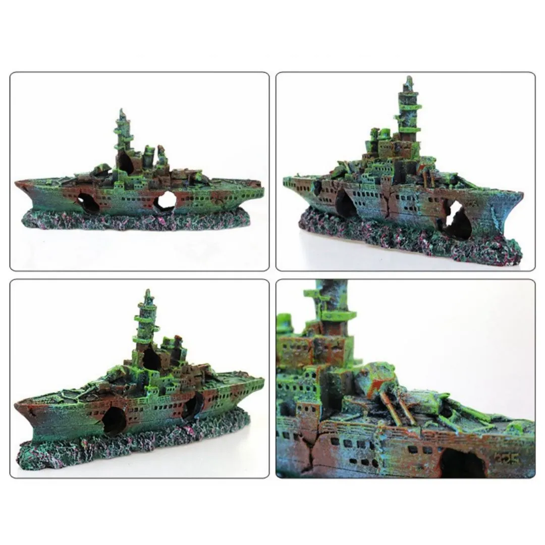 RQ552A Boat Aquarium Decoration 23x5x11cm
