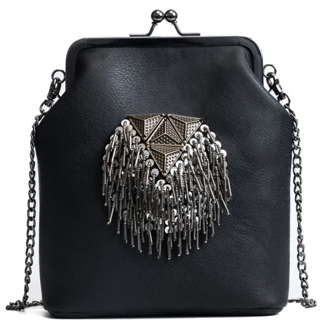 Shell Shoulder Bags Punk Style Rivet Women Youth PU Leather Handbags Girl Fashion Chain Crossbody Bag