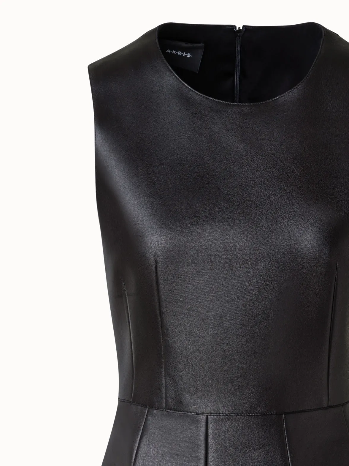 Short Fit & Flare Leather Dress