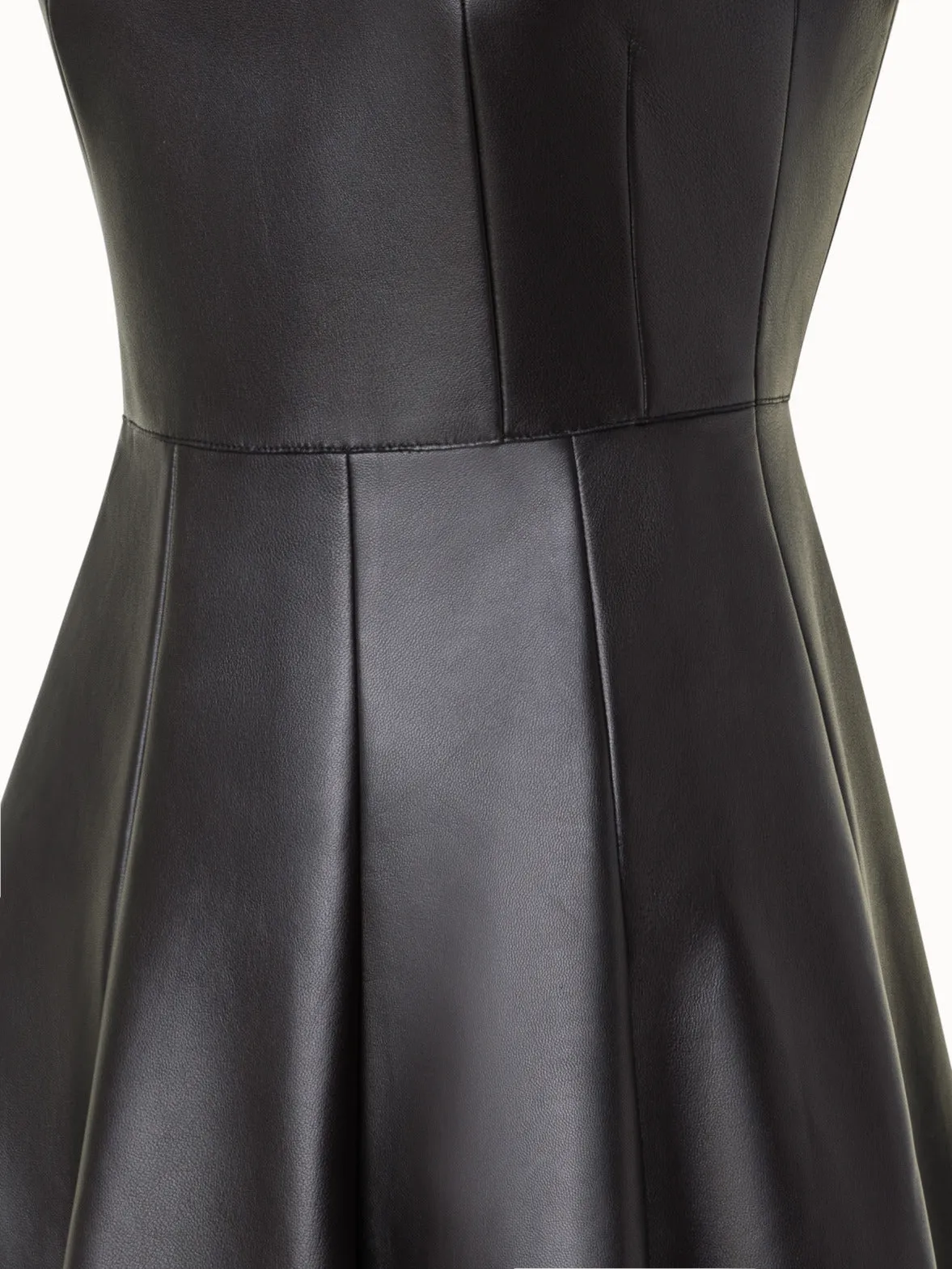 Short Fit & Flare Leather Dress