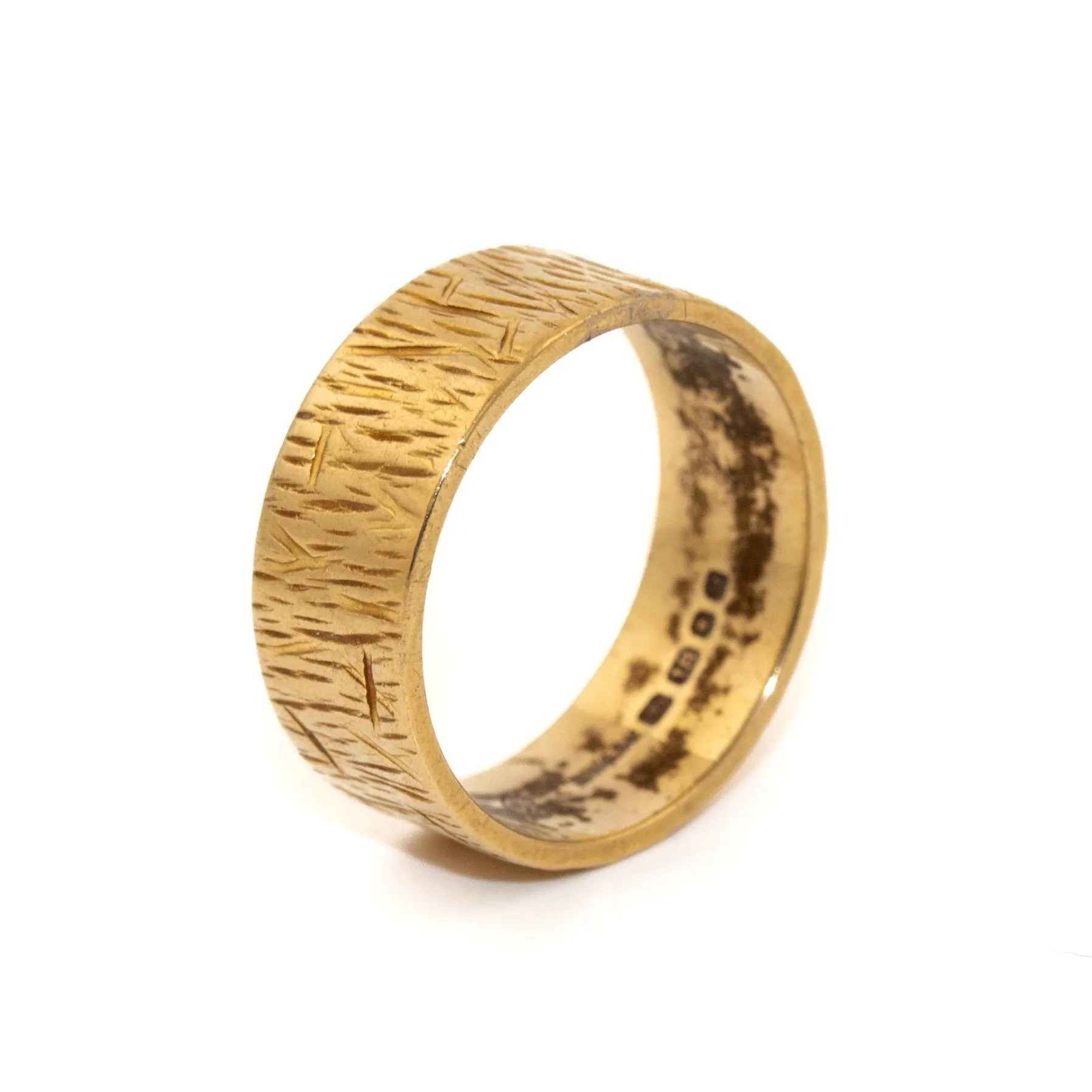 Slash Textured 18K Gold Band