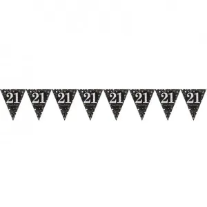 Sparkling Black 21st Bunting