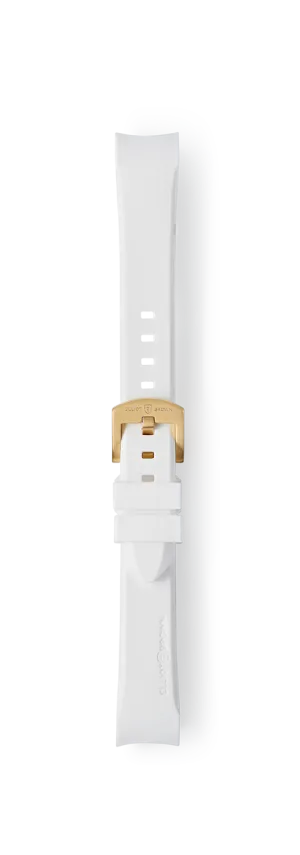 STL-R45: Ice White Rubber Strap for Bloxworth Hali (Gold Buckle)