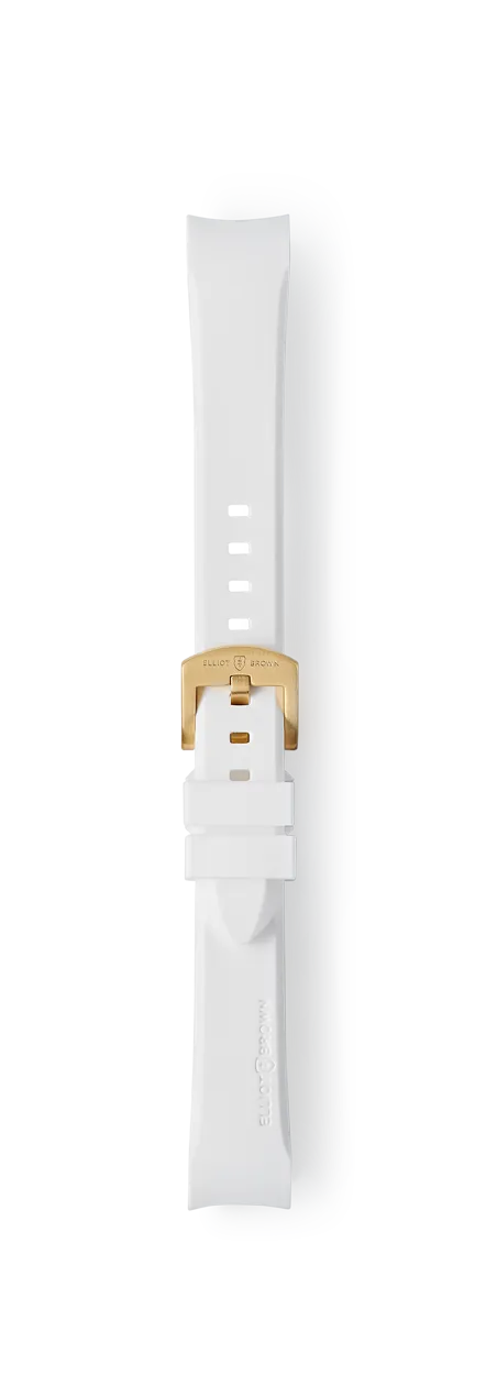 STL-R45: Ice White Rubber Strap for Bloxworth Hali (Gold Buckle)