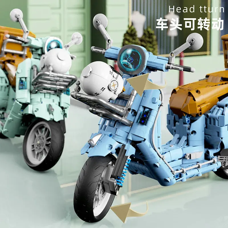 Tech MOC Vespa Classic 300 Motorcycle Bricks Toy T4025A