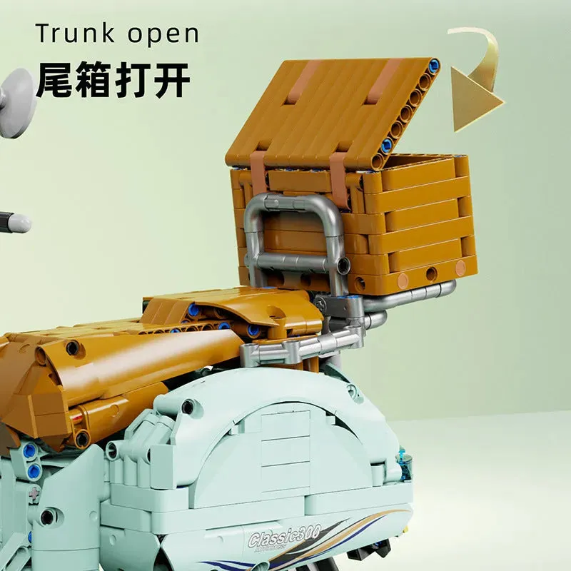 Tech MOC Vespa Classic 300 Motorcycle Bricks Toy T4025A