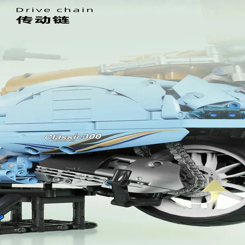 Tech MOC Vespa Classic 300 Motorcycle Bricks Toy T4025A